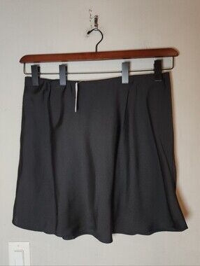 NWT J. Crew Pull On Black Satin Gwen Mini Slip Skirt Size XL (Blemish)